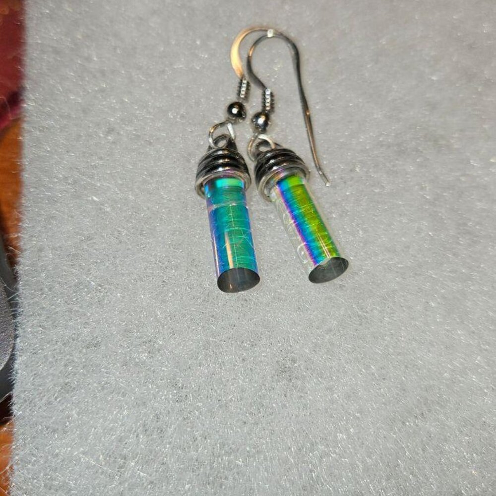 Artisan silver and glass earrings - Picture 3 of 3